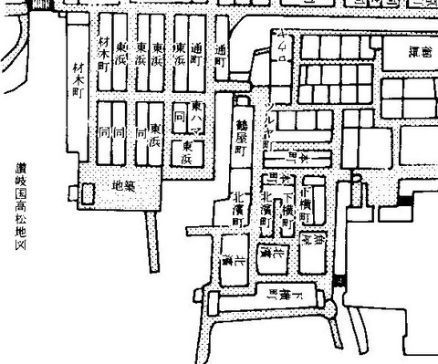 高松城下図屏風　船揚場への道６