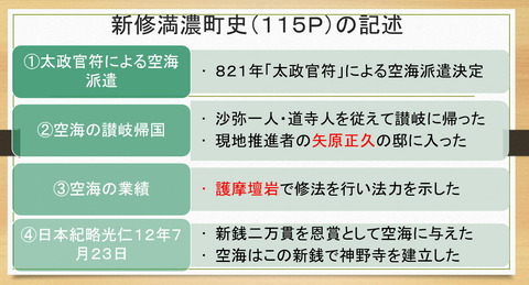 満濃町史の伝える空海の満濃池修復