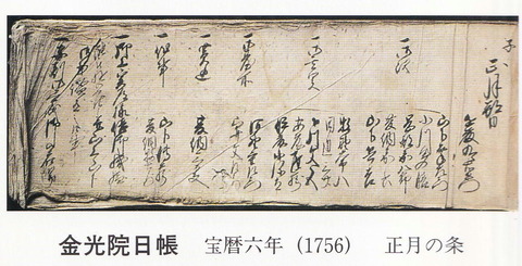 金光院日帳１７５６年　正月