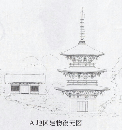 中寺廃寺　Aゾーン　塔と仏堂