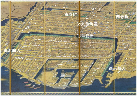 高松城下図屏風 寺町2