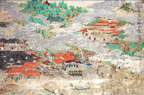 youkame-semi (6-1)1811年に三木算柳によって描かれた亀山八幡宮祭礼