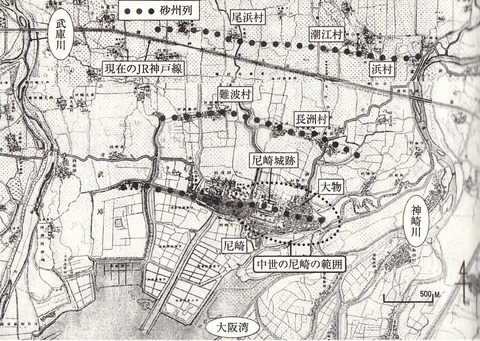 仮製地形図尼崎明治18年②