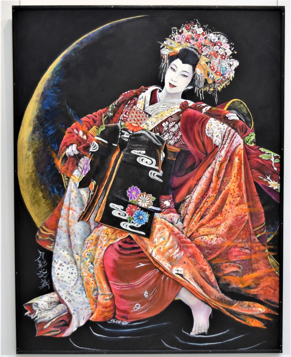 3213）中島イソ子　F0号油絵　「バラ」沖展会員、沖縄女流美術家協会会長 3213）中島イソ子 F0号油絵 「バラ」沖展会員、沖縄女流美術家