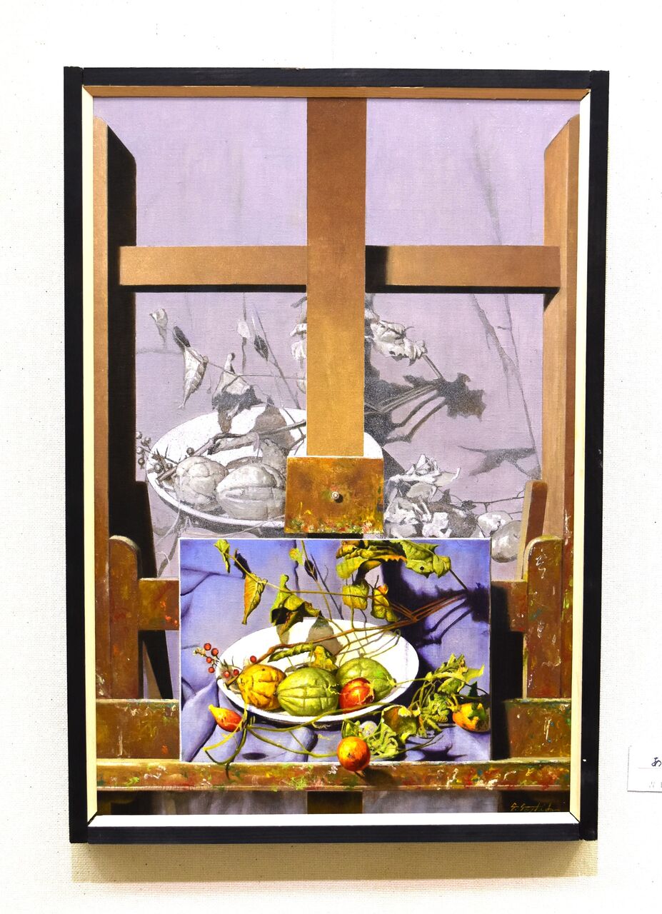 吉田正雄先生の油絵、たわむれ、アンティーク