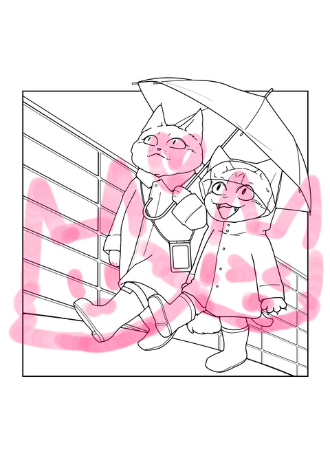 あめふり線画