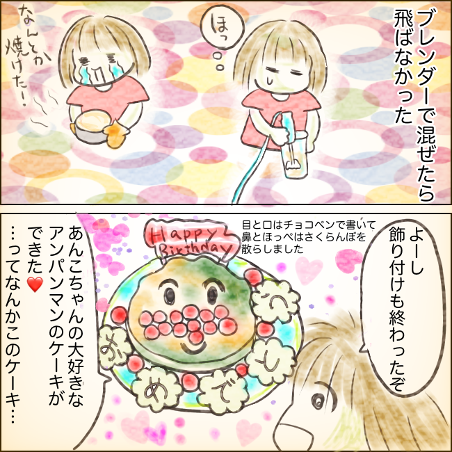 あんこちゃんの誕生日ケーキ制作秘話 とららとぽてとの日常絵日記