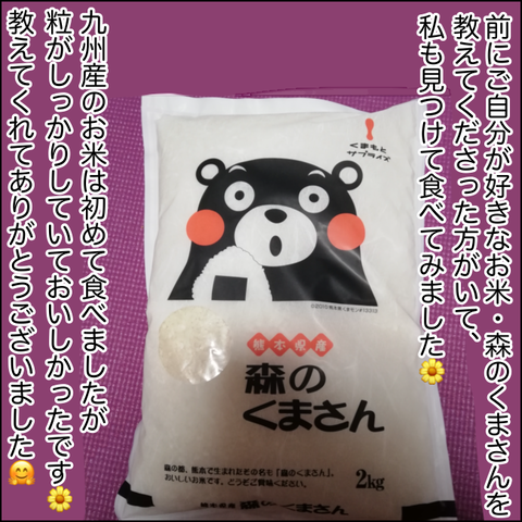 【写真】九州産のお米・森のくまさんさんを食べてみました！