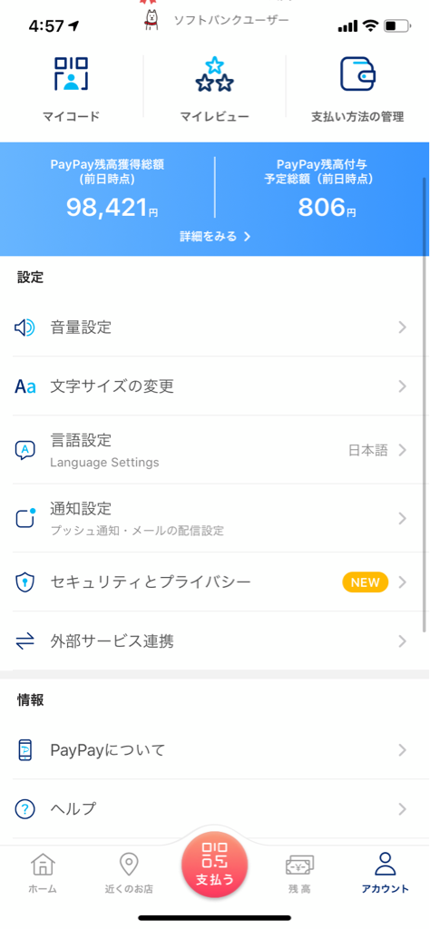 残高 総額 Paypay 獲得