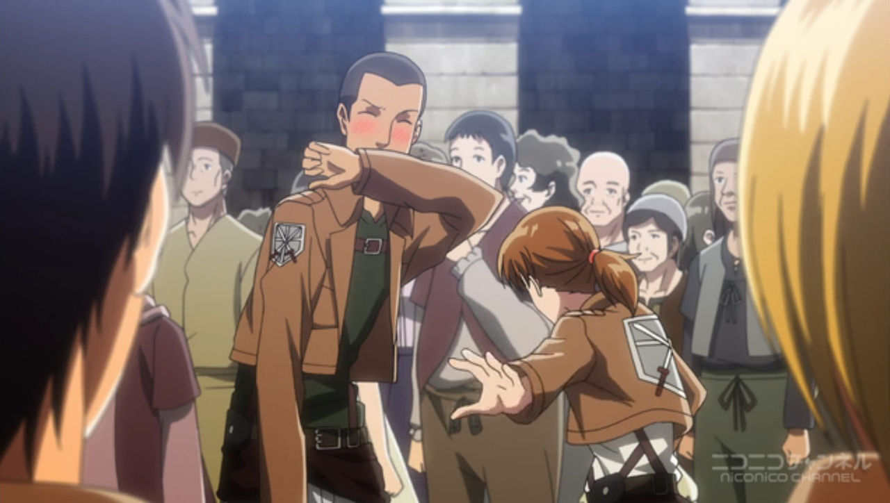 進撃の巨人４話 感想 やっぱりおいしいシーンをかっさらっていったサシャ とらつぐみのつぶやき
