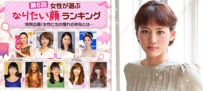 画像 第6回 女性が選ぶ なりたい顔 ランキング 綾瀬はるかがv2達成 とれ たて画像ニュース速報