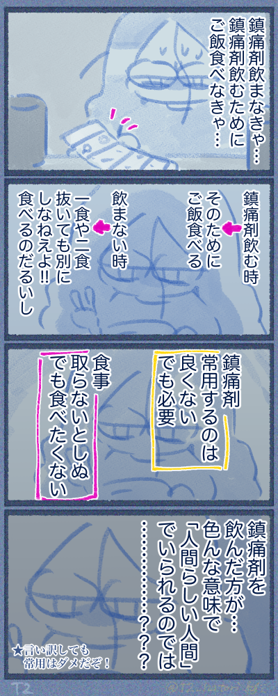 だって鎮痛剤飲むと体調よくなったような気がしちゃうじゃん？