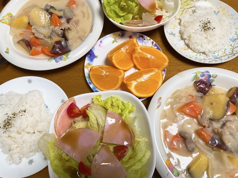 本日の夕食　さつまいも入りシチュー