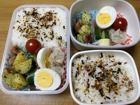 本日のお弁当　じゃがいも＆ウインナーののり塩炒め