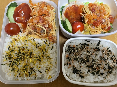 本日のお弁当　ハンバーグ＆ミートソースパスタ