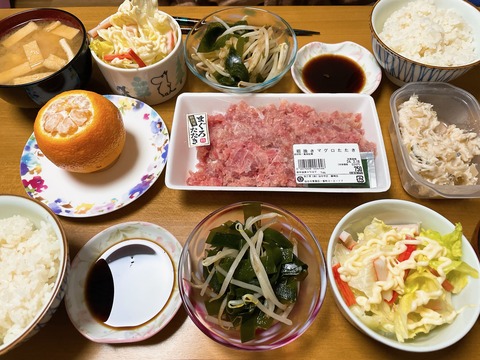 本日の夕食　まぐろのたたき