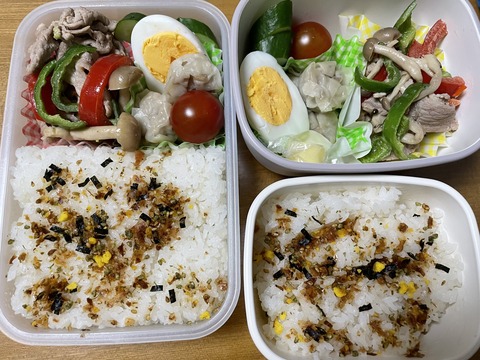 本日のお弁当　豚肉とピーマンのマヨネーズ炒め
