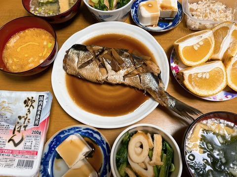 本日の夕食　ニシンの煮つけ