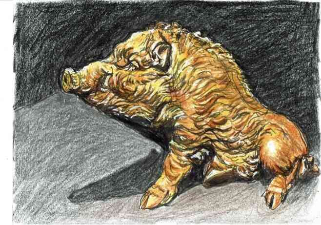 高村光雲 動物彫刻の色鉛筆画 イノシシ 猪 Toshi48 Hiのblog