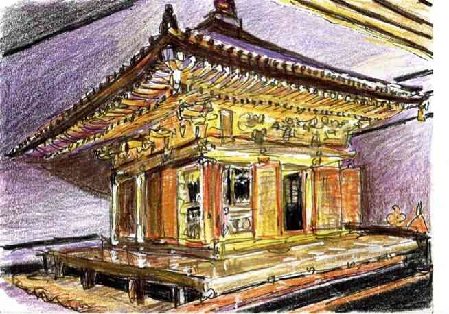 水彩画風スケッチ 日本の世界遺産建築物ベスト25の8位 岩手県平泉 中尊寺金色堂 Toshi48 Hiのblog
