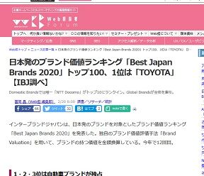 日本発のブランド価値ランキング