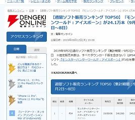 【週間ソフト販売ランキング TOP50】