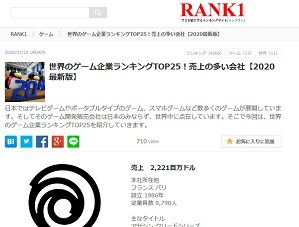 世界のゲーム企業ランキングTOP25!