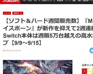 【ソフト&ハード週間販売数】