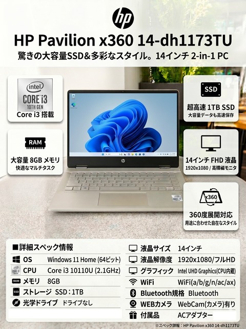 HP Pavilion x360 14-dh1173TU