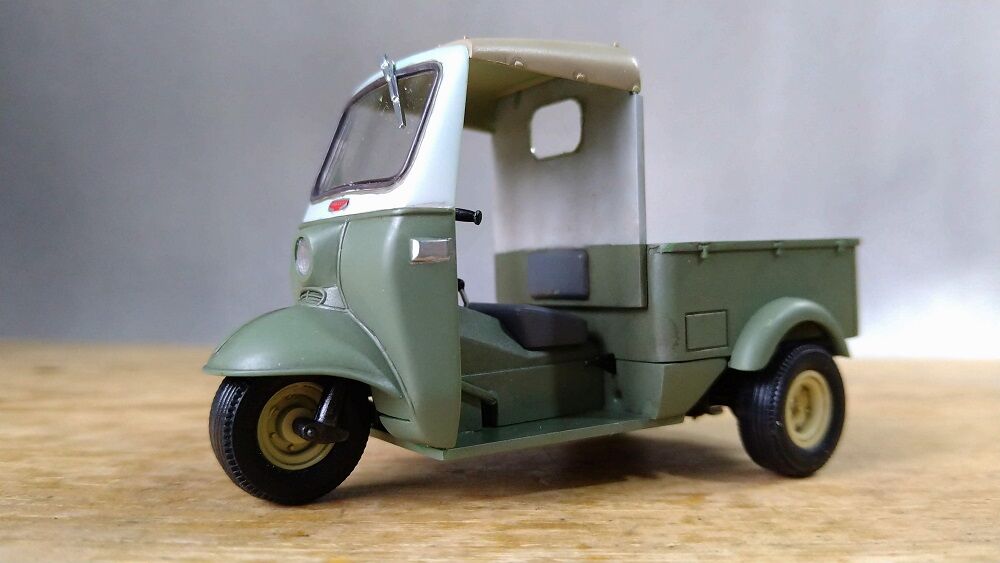 1/32 ダイハツ ミゼット➕バイク 自作ジオラマ完成品 昭和レトロ