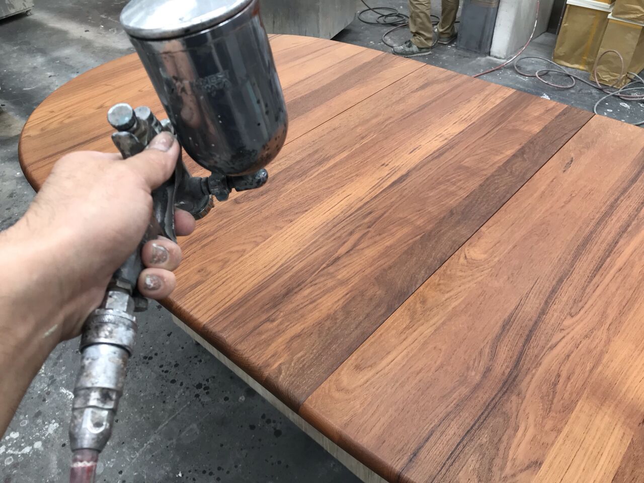 3種塗り比べ】各種無垢材テーブル天板塗り直し : ニシザキ工芸