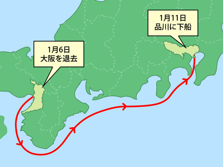 198_徳川慶喜が大阪から江戸に退去したルート