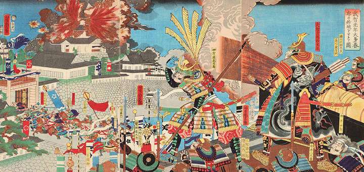 合戦浮世絵 織田信忠軍を攻める明智光秀 刀剣広場 刀剣ワールド 刀剣ワールド 刀剣広場