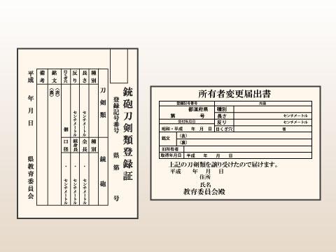 銃砲刀剣類登録証・所有者変更届出書