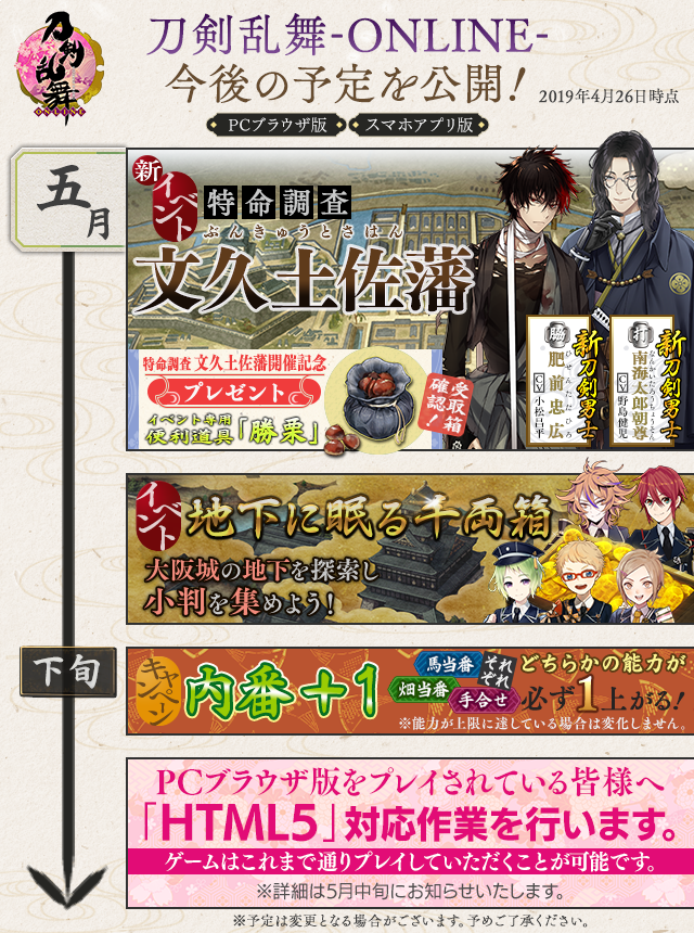 刀剣乱舞 5月の予定表が公開されたぞ ついに Html5 に対応 とうらぶ速報 刀剣乱舞まとめブログ 刀剣乱舞 5月の予定表が公開されたぞ ついに Html5 に対応 とうらぶ速報 刀剣乱舞まとめブログ