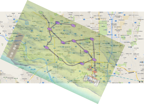 刀剣乱舞 4 4を実際の京都の地図に合わせてみたら 資材調達がファミマｗ とうらぶ速報 刀剣乱舞まとめブログ