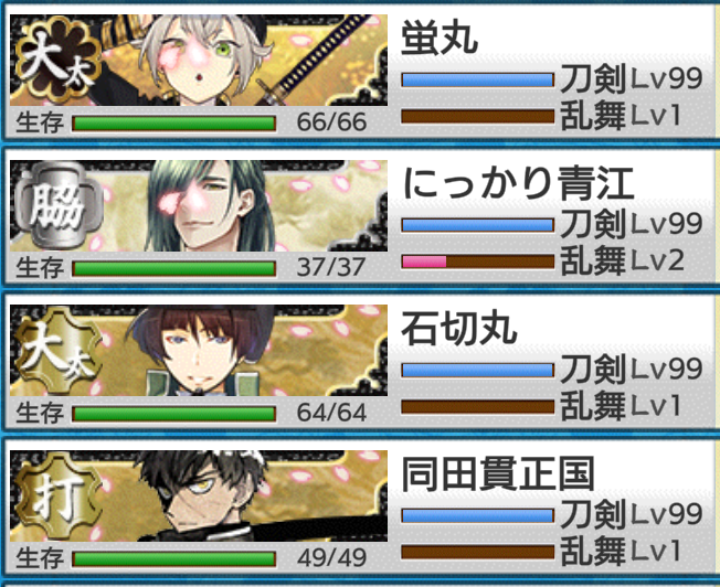 刀剣乱舞 この四振りのうち一振り修行に行かせたいんですが 誰にすればいいんでしょうか とうらぶ速報 刀剣乱舞まとめブログ