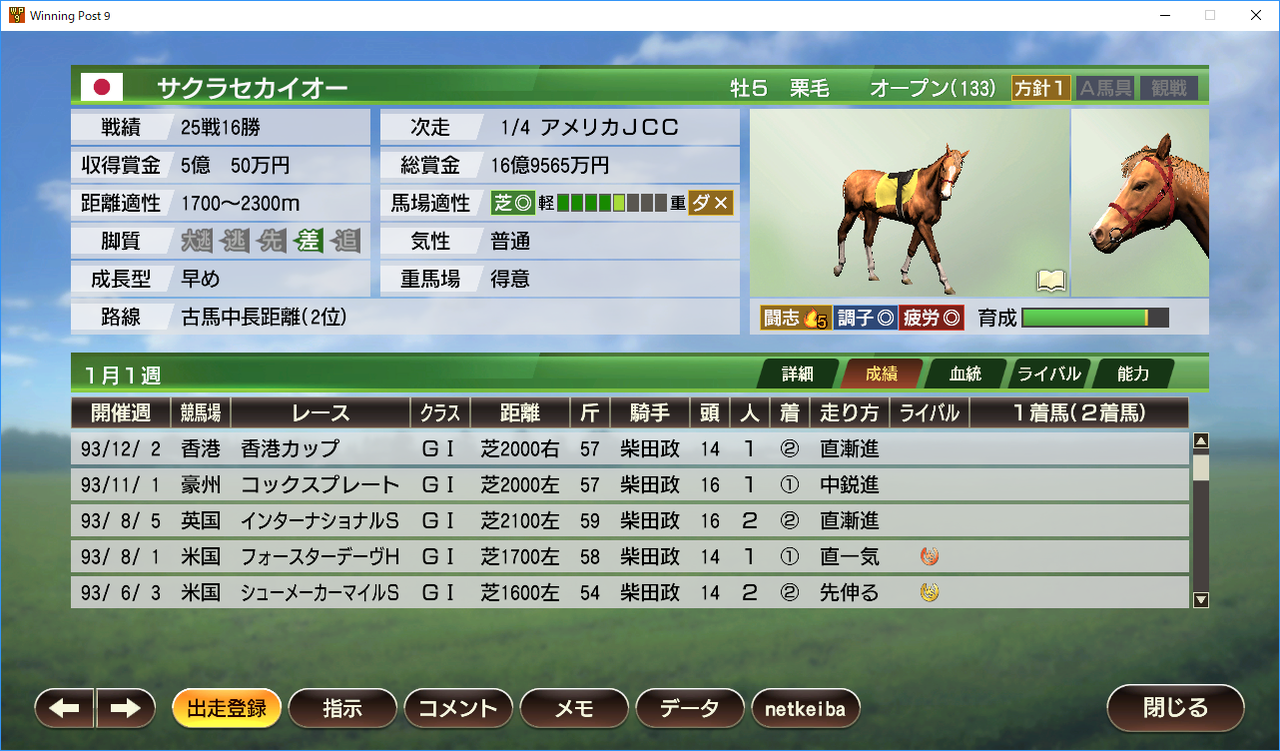 ウイニングポスト9 1993年まとめ とうさんのblog ウイニングポスト9 1993年まとめ とうさんのblog