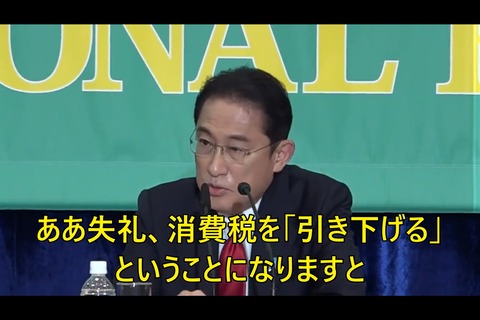 【画像あり】岸田総理「消費税下げろって言う人、全員バカですw消費税下げたら皆もの買わなくなりますw」