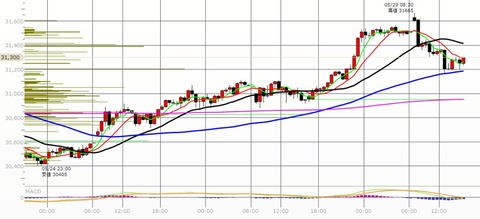 0529後場の30分足チャート