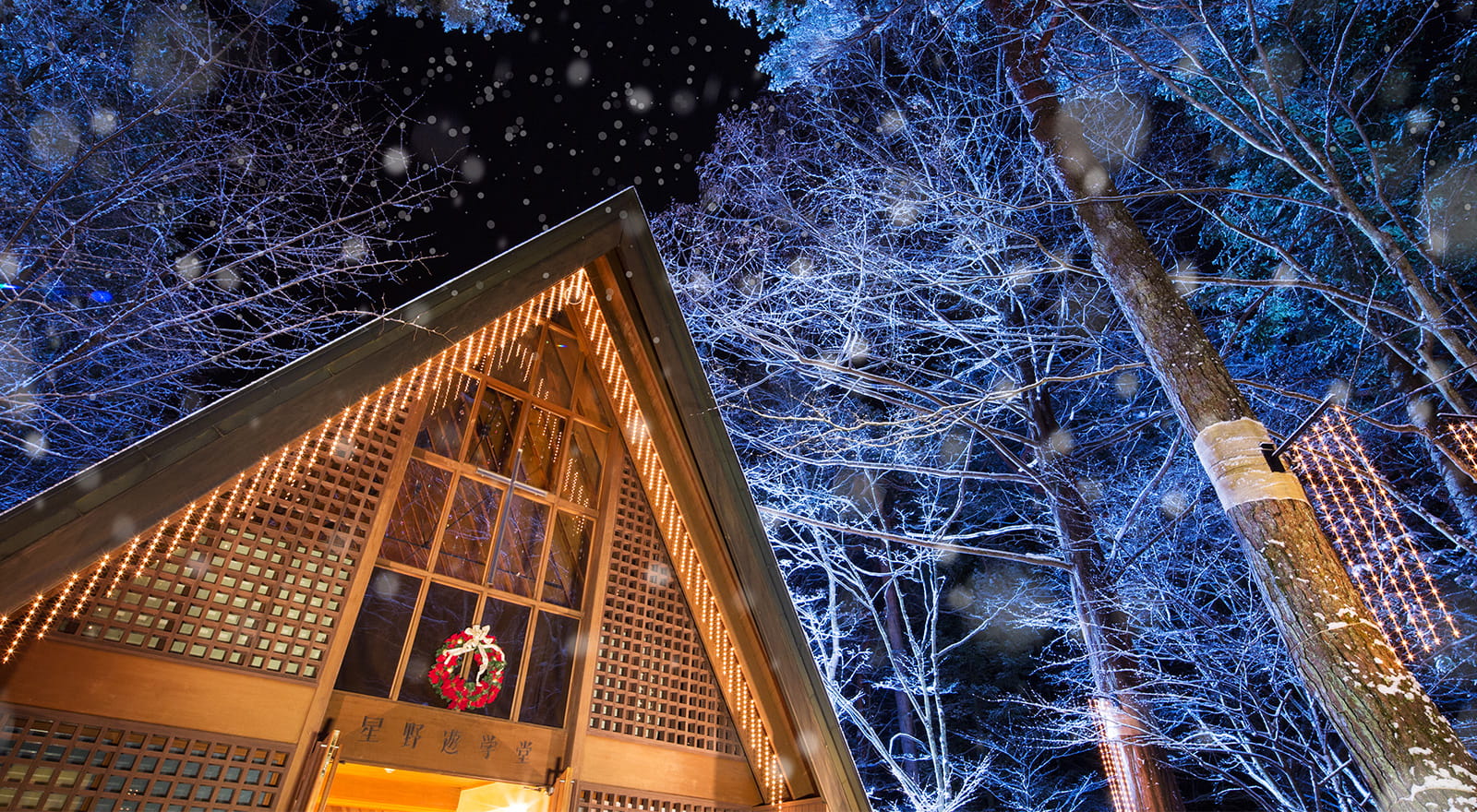 星降る森のクリスマス ☆絵画 軽井沢：軽井沢高原教会【星降る森の