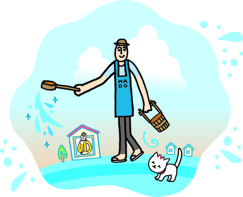 打ち水_イラスト
