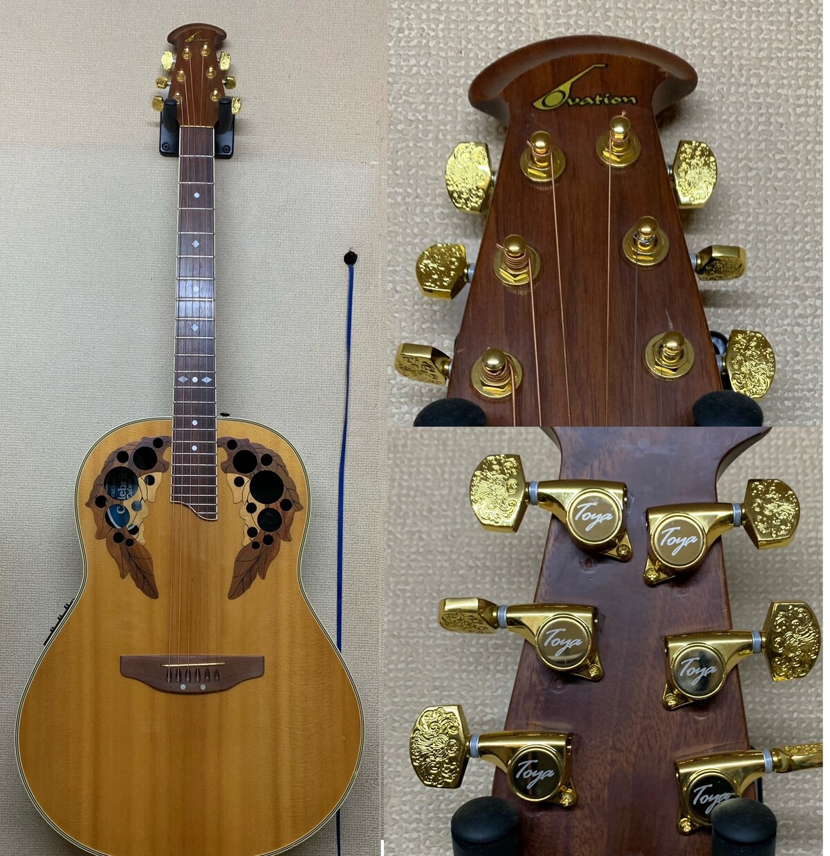 彫刻ペグ 実装例 ｔｏｙａギター 特注ギター 趣味のオーダーメイドギター