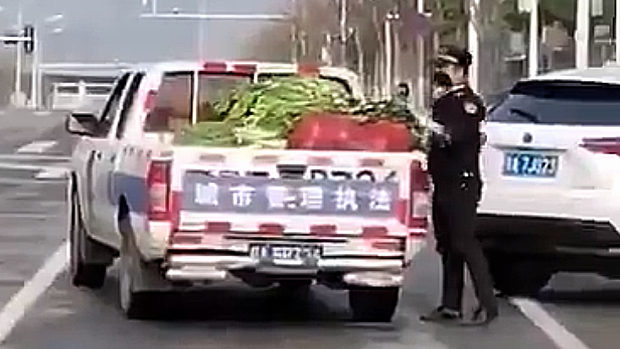 中国、武漢への救援物資を運ぶトラック、城管に見つかってしまい略奪される