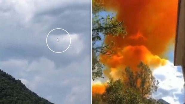 中国、ロケット打ち上げ成功も、恒例の残骸落下でオレンジ色の毒煙が上がる