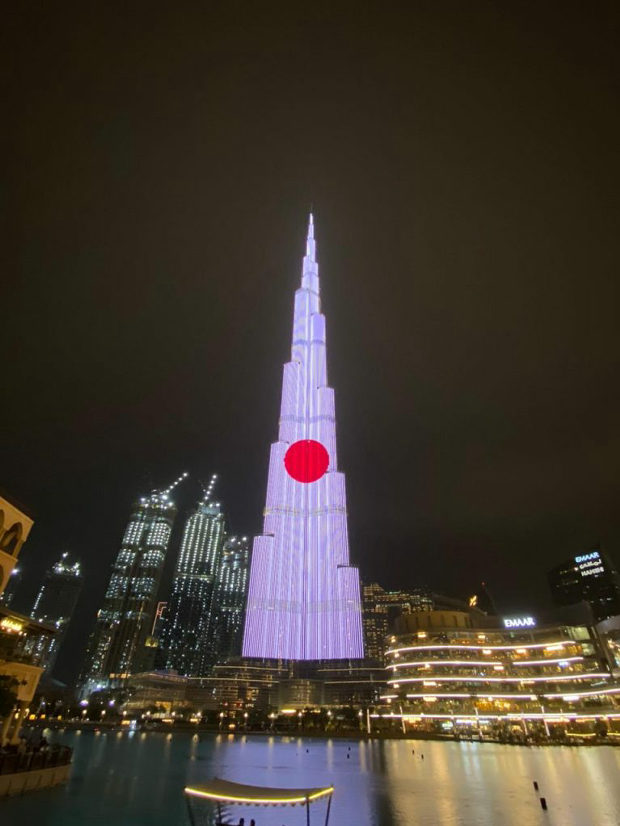 【ドバイ】日本の建国記念の日を祝し「ブルジュ･ハリファ」が「日の丸」にライトアップ-2