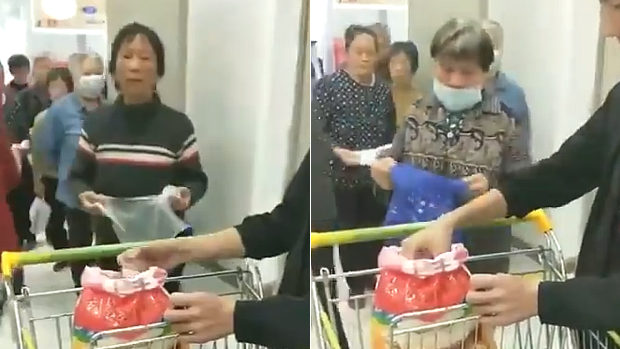 中国、スーパーでお米の無料配布！おばさんたち並ぶ