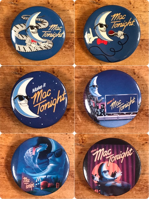 Vintage McDonald's Mac Tonight Pinbacks