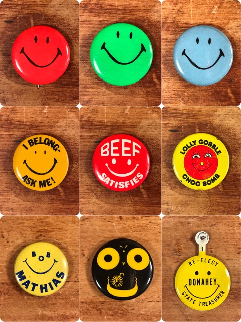 Vintage Smile Face Pinback