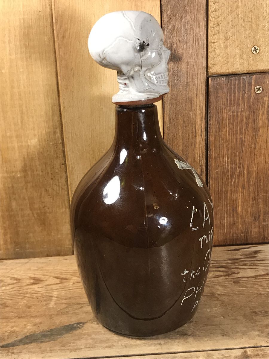 40s'50s'ビンテージ スカルボトルJapan製 陶器瓶 POISON